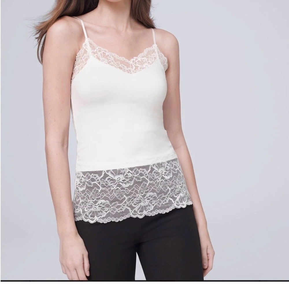 Brand new White House black market Lace Trim Camisole Tank Top - White ivory